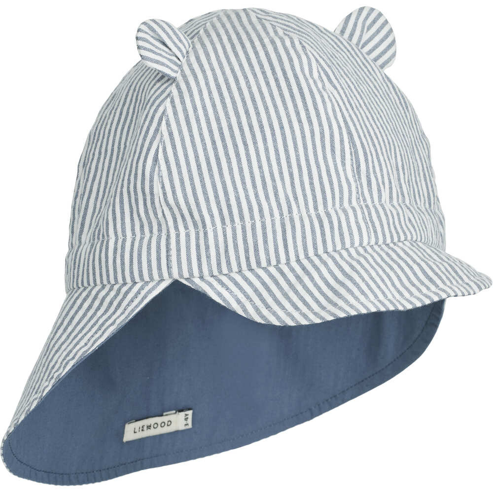 Sun Hat reversible "Gorm" striped blue wave /creme