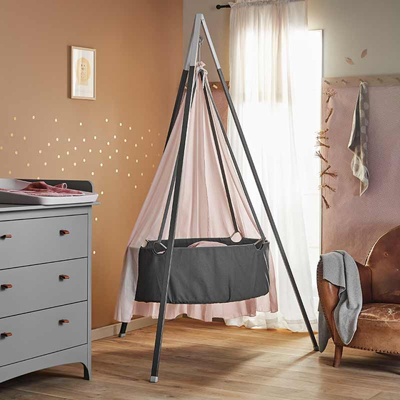 Classic Cradle with mattress grey