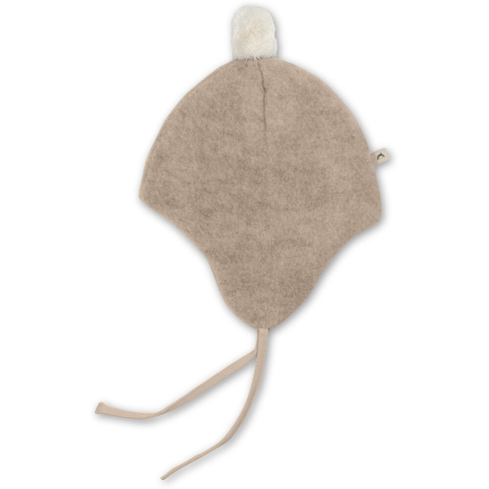 Bio Woolfleece Cap with pompom Frida beige / creme