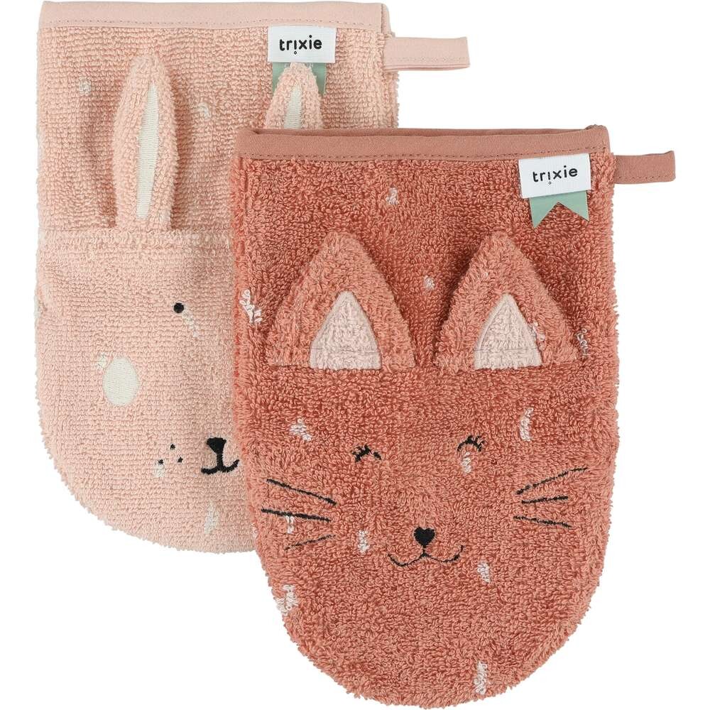 Washcloths 2-pack Mrs. Cat & Mrs. Rabbit