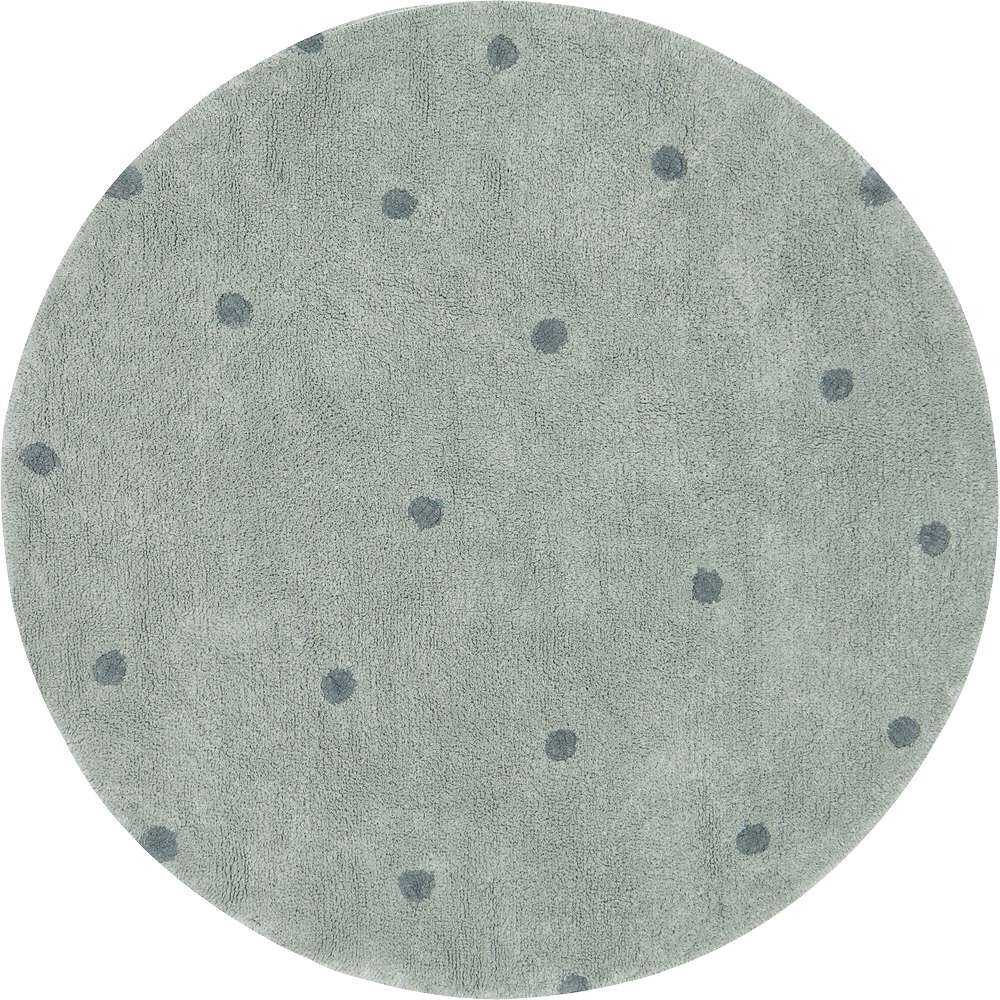 Waschbarer Teppich Round Dot blue sage