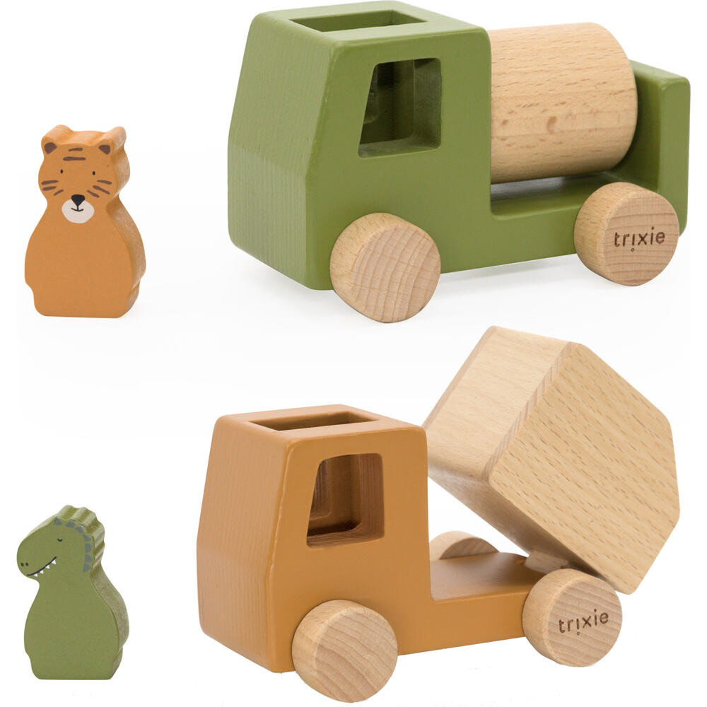 Bauwagen-Set aus Holz mit Tieren 18M+