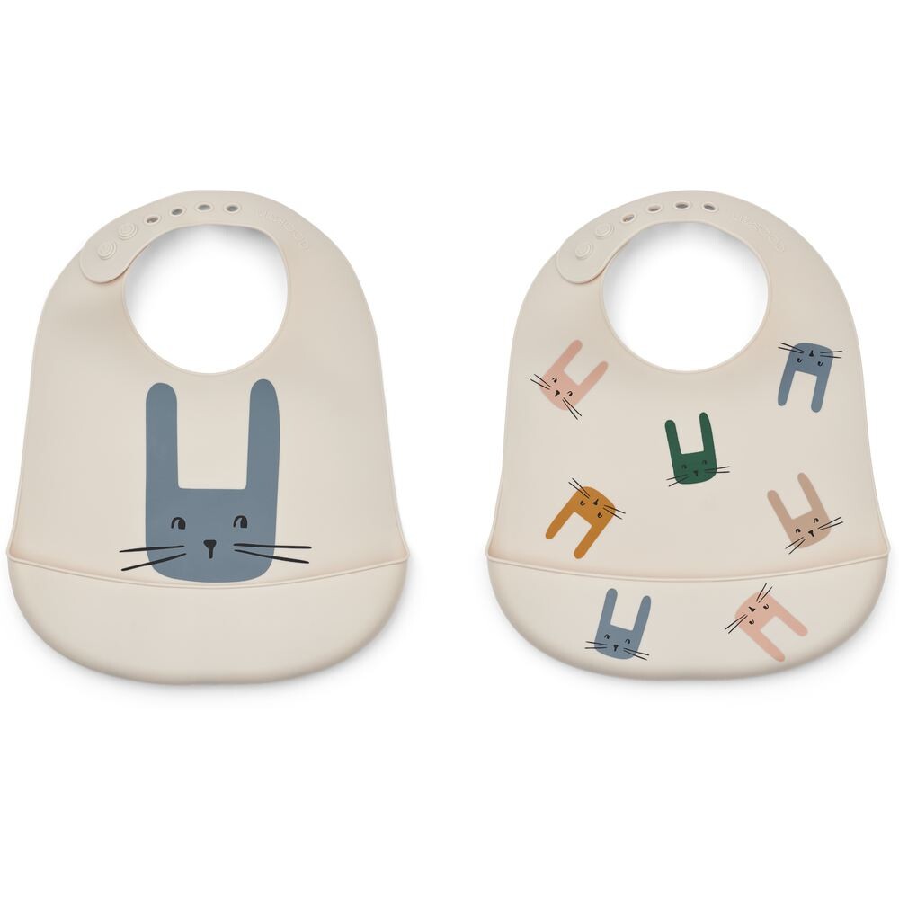 Silicone Bib Tilda 2-pack bunny/sandy