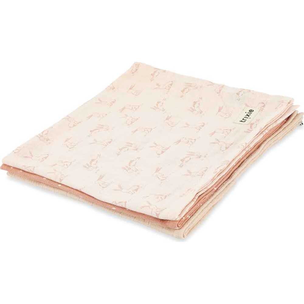 Muslin cloths 3-pack mix 55x55cm rosy rabbit