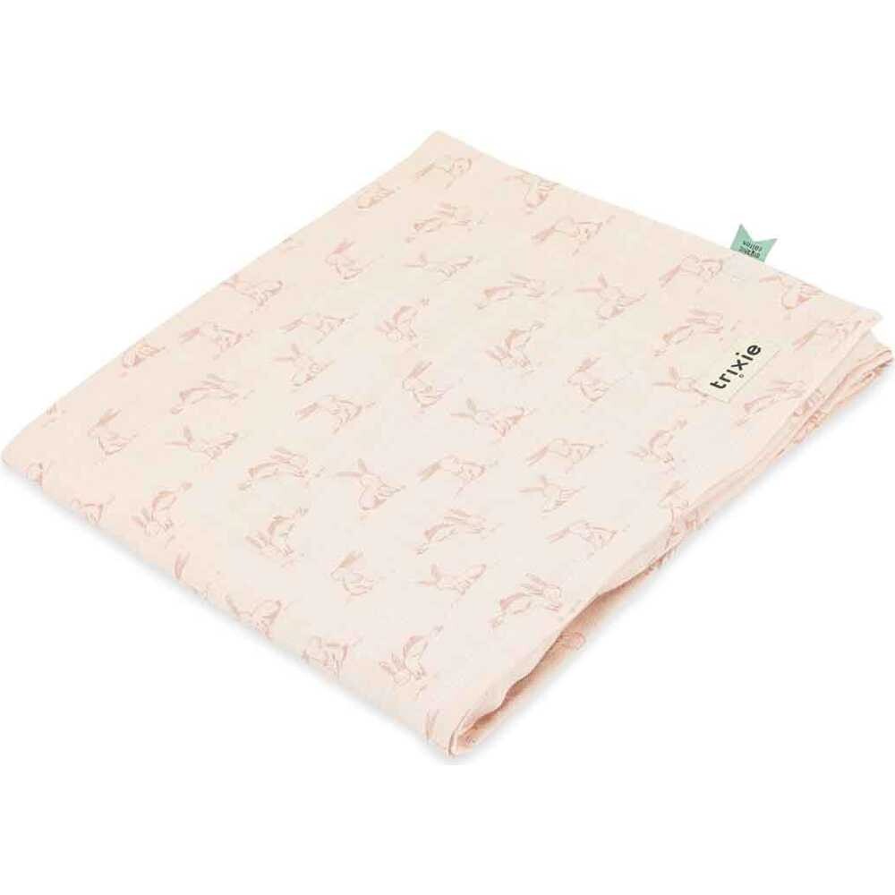 Muslin cloth 110x110cm rosy rabbit