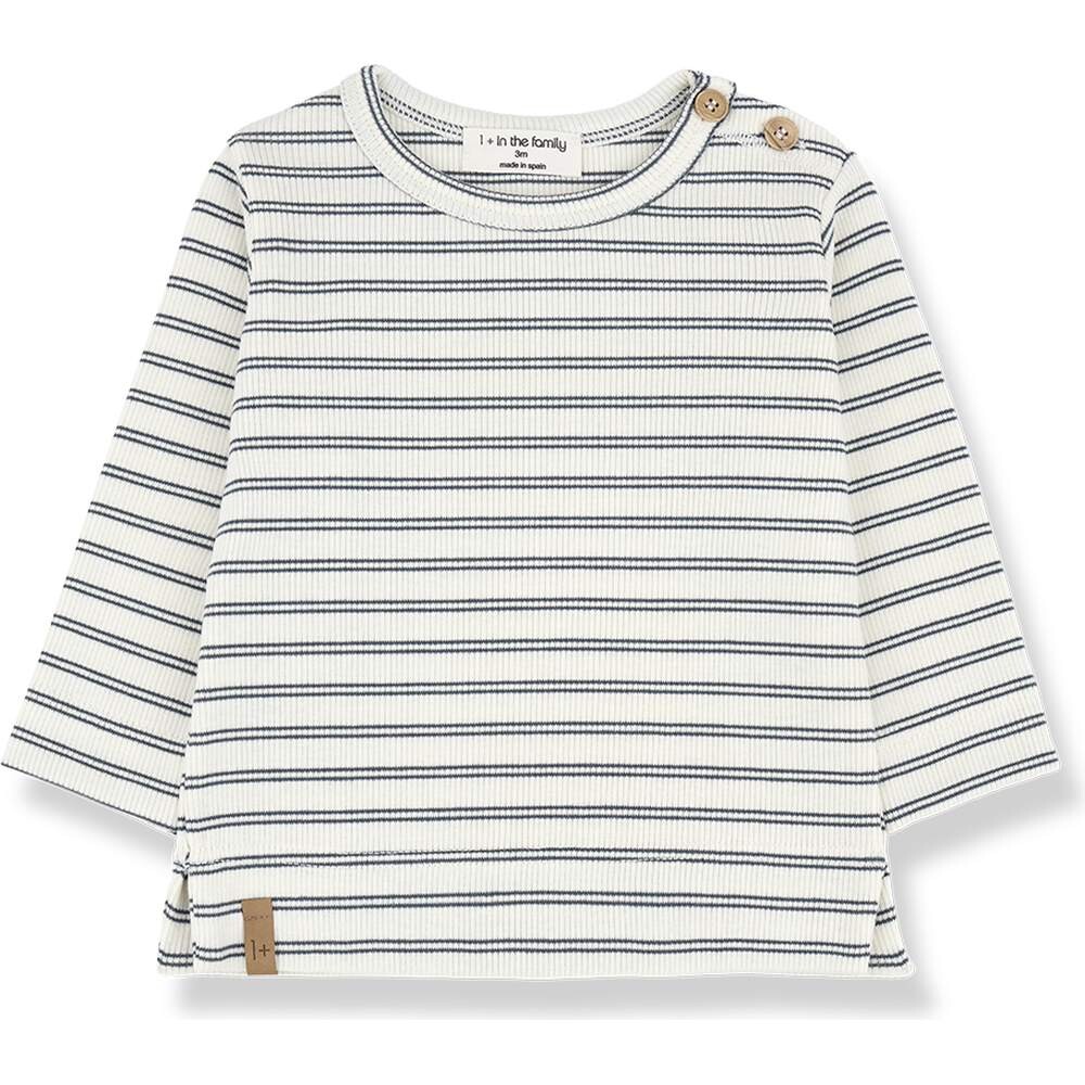 T-Shirt Longsleeve Rib Jersey Gerard striped petroleum