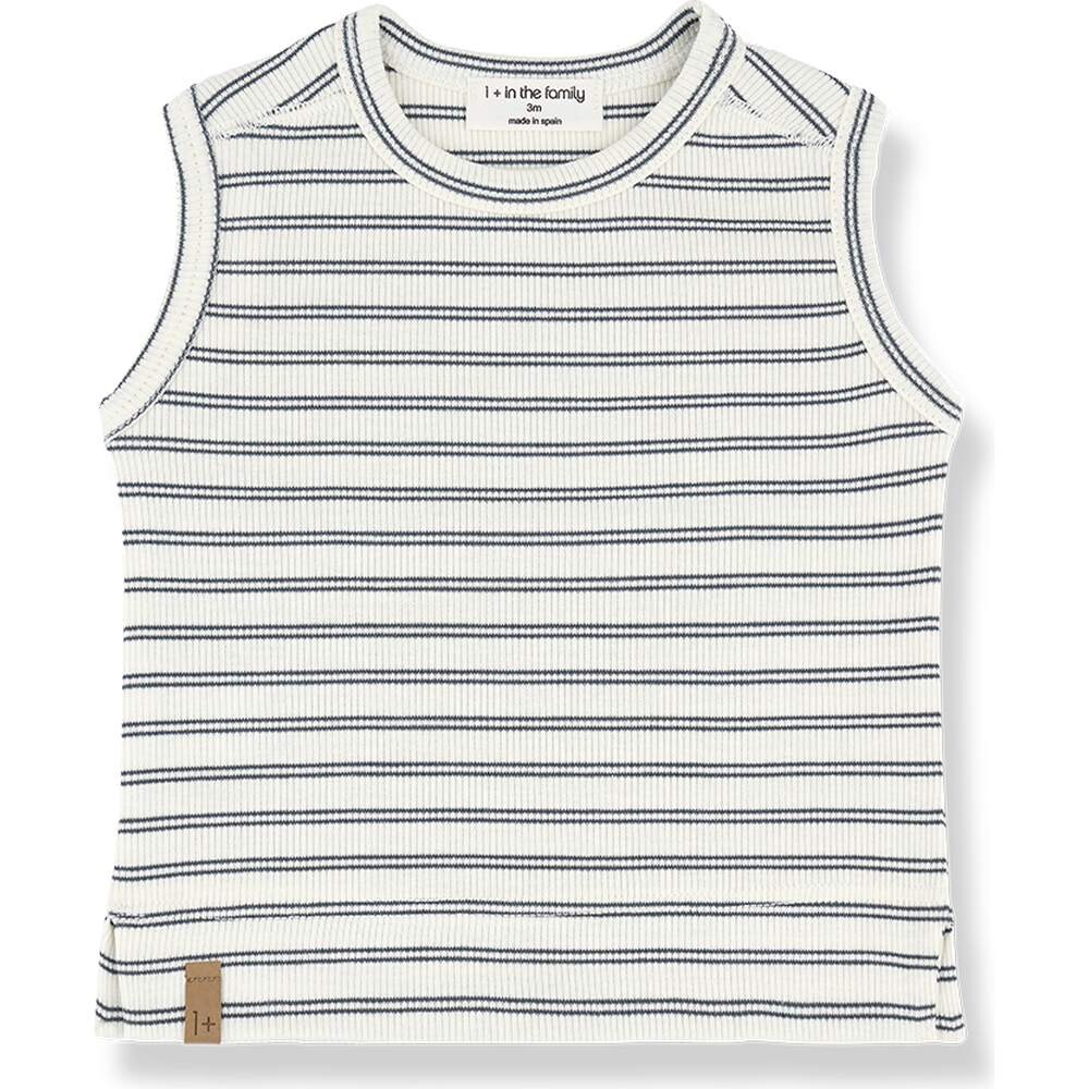 T-Shirt Sleeveless Rib Jersey Moha striped petroleum