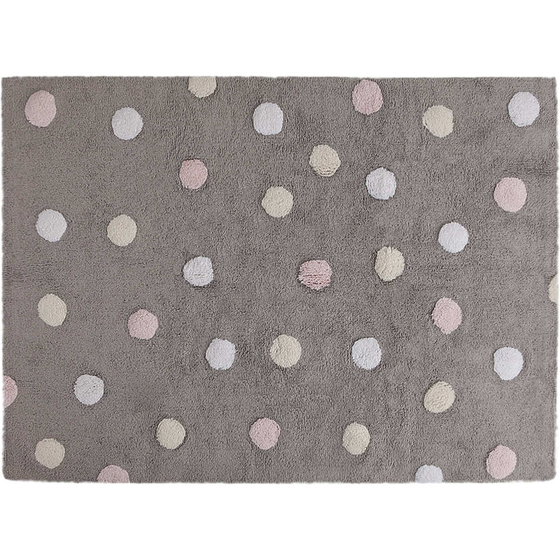Waschbarer Teppich Punkte 120x160cm 3farbig pink Baumwolle