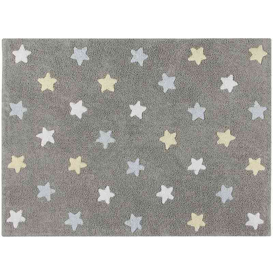 Waschbarer Teppich Sterne 3farbig 120x160cm blue Baumwolle