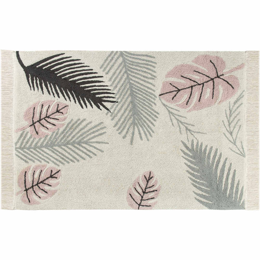 Waschbarer Teppich Tropical 140x200cm pink Baumwolle