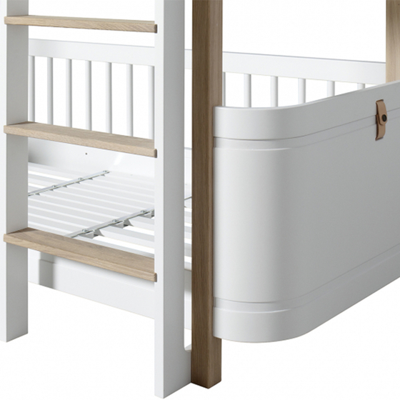WOOD Mini+ Low Bunk Bed w/Ladder front 74x166x132cm